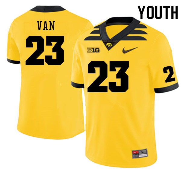 Youth #23 Landyn Van Iowa Hawkeyes College Football Alternate Jerseys Sale-Gold
